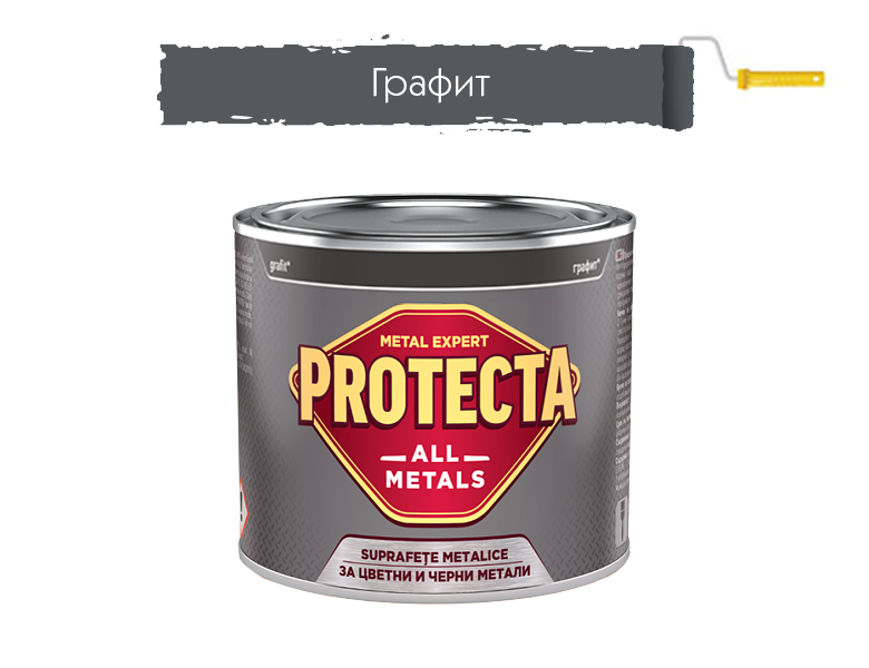 Фарба для металу Protecta All Metals, графіт, 500 мл