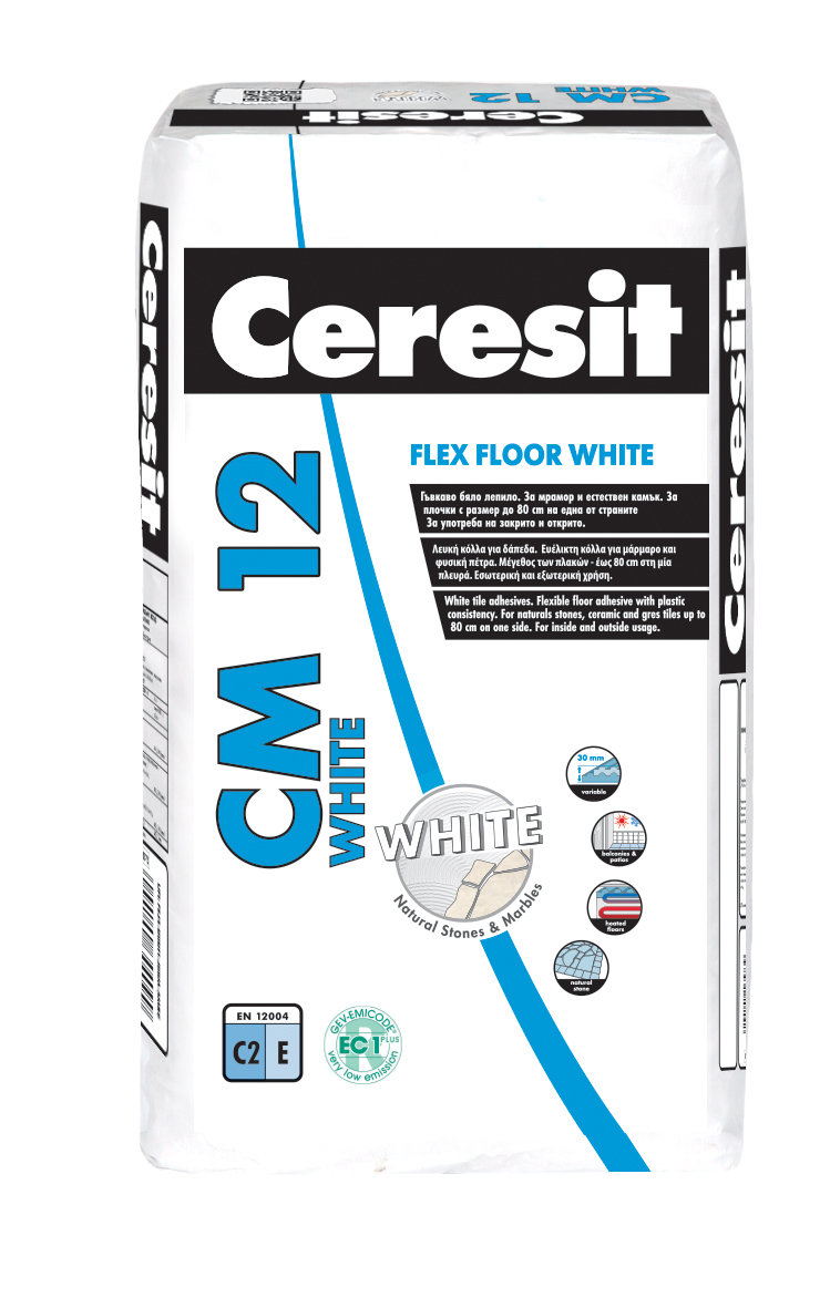 Еластично лепило за плочки Ceresit CM 12 Elastic, бяло, 20 кг
