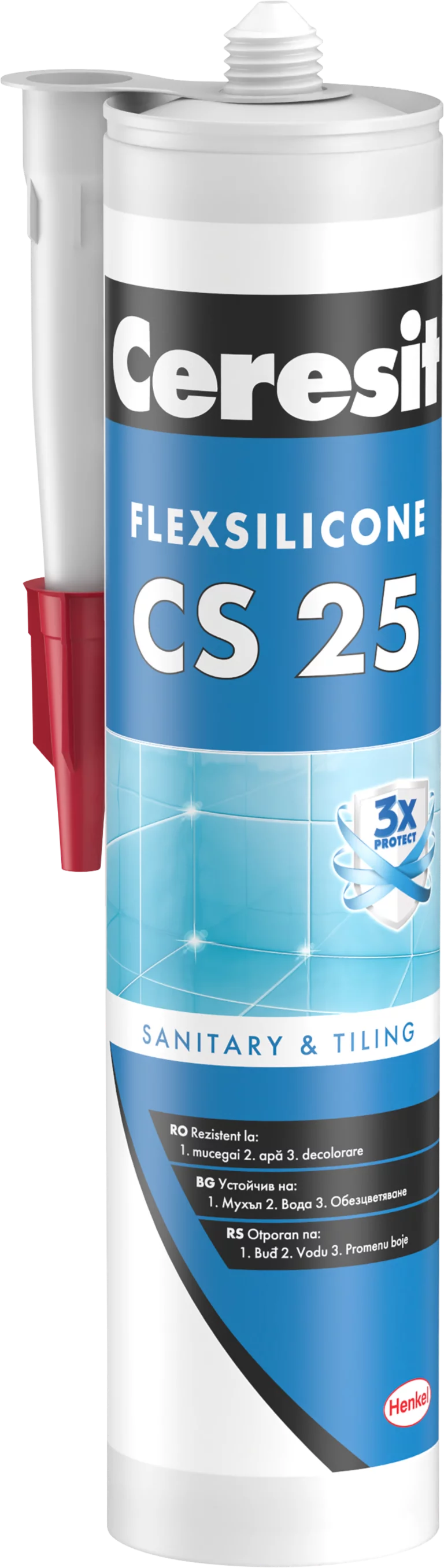 Санитарен силикон Ceresit CS 25, въглен, 280 мл